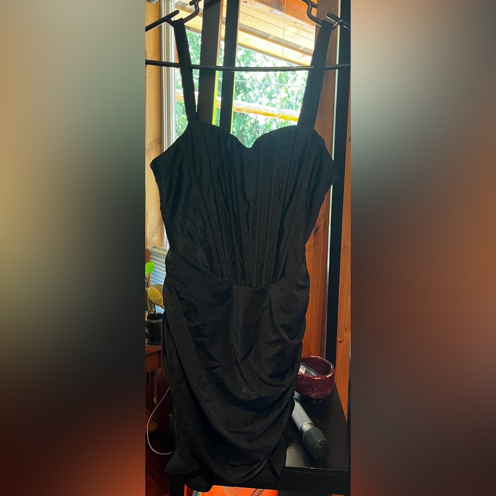 Black Sweetheart Corset Bone Sheath Mini Dress